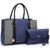 Padlock Two-Tone Satchel with Matching Wristlet-Handbags & Purses-Dasein Bags