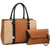 Padlock Two-Tone Satchel with Matching Wristlet-Handbags & Purses-Dasein Bags