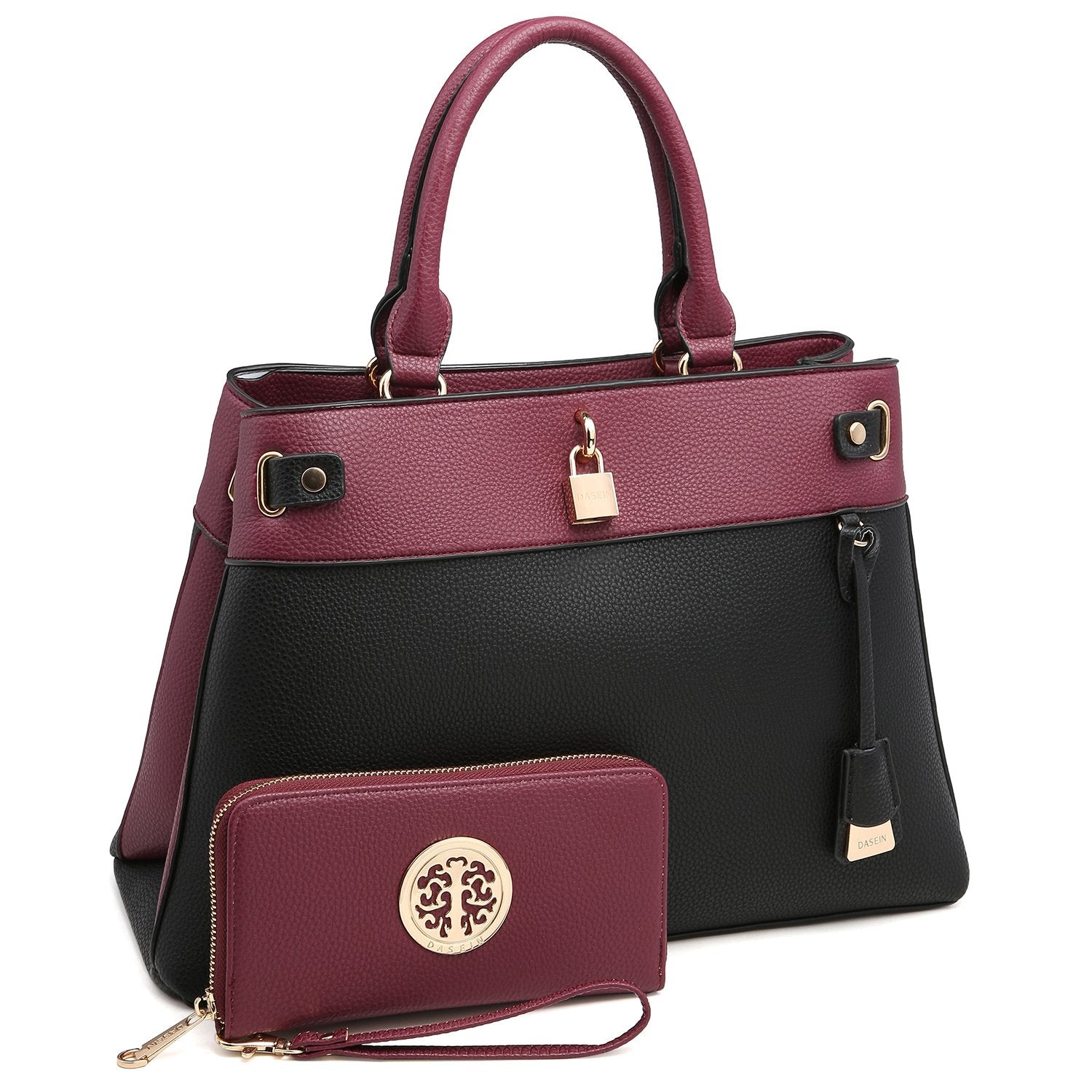 Zipper Top Satchel with Matching Wallet-Satchels-Dasein Bags