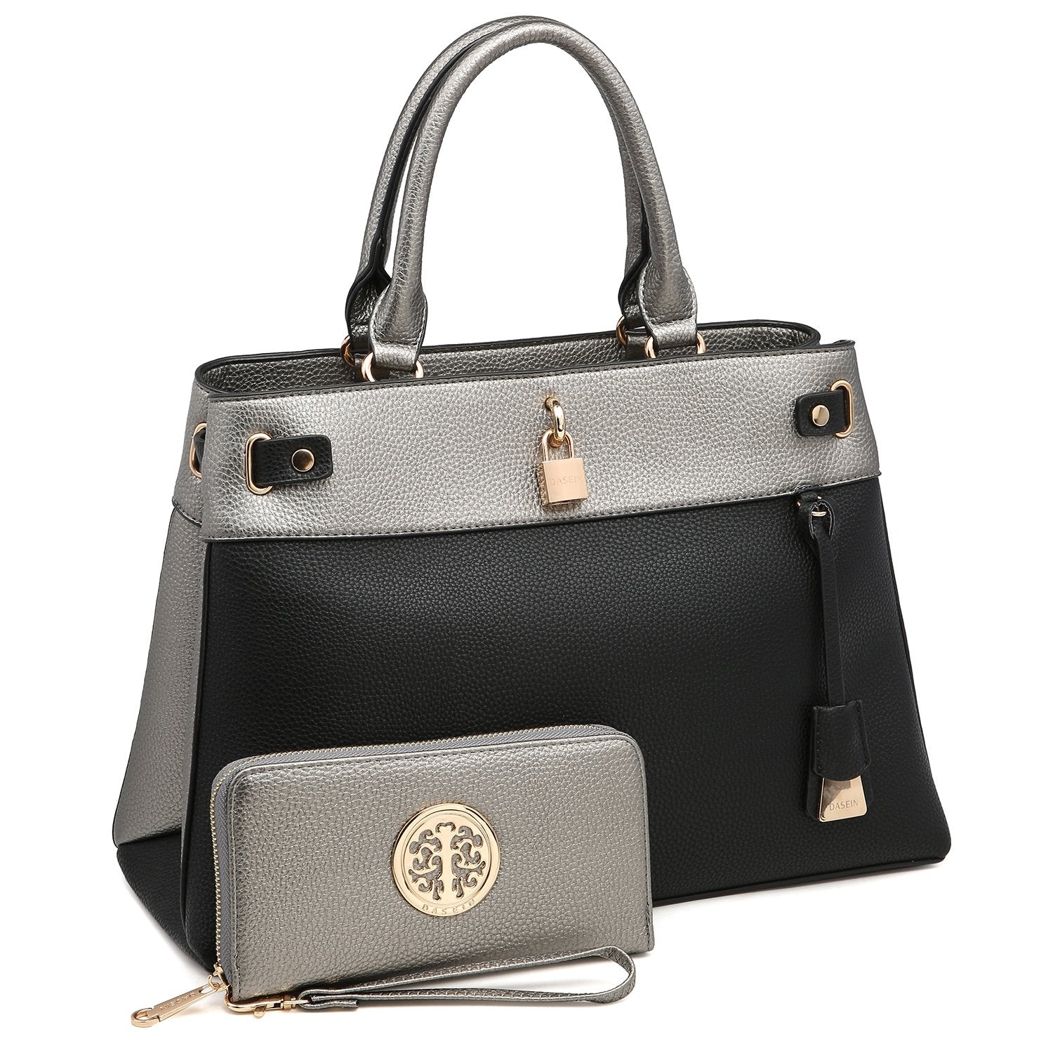Zipper Top Satchel with Matching Wallet-Satchels-Dasein Bags