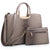 Ostrich Embossed Handbag with Matching Wallet-Handbags & Purses-Dasein Bags