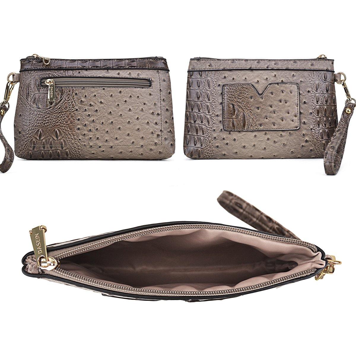 Embossed Pattern Top Handle Handbag with Matching Wallet - Dasein Bags