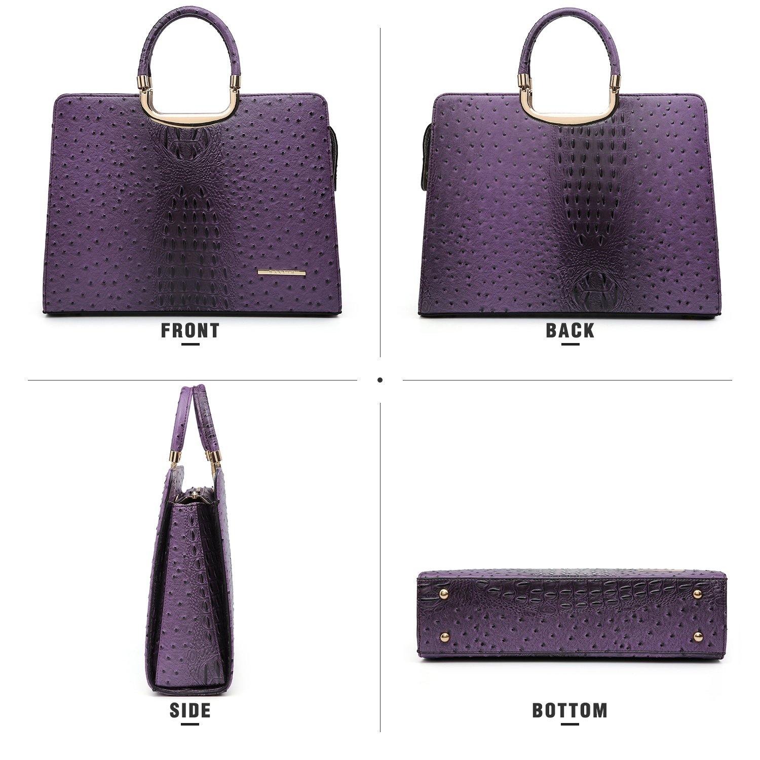 Embossed Pattern Top Handle Handbag with Matching Wallet - Dasein Bags