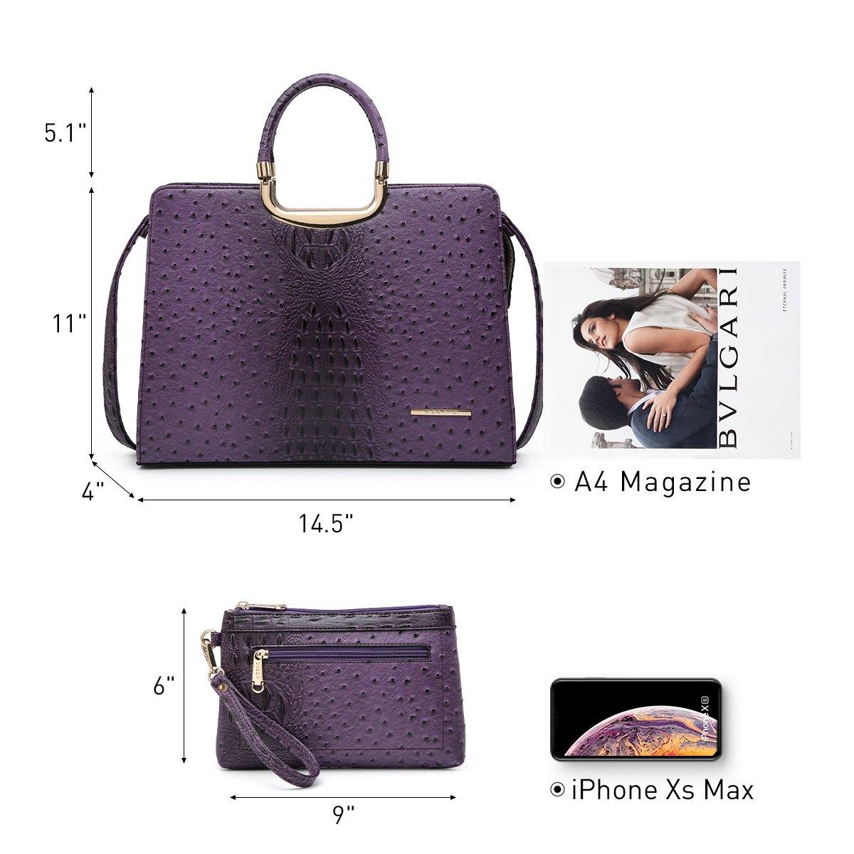 Embossed Pattern Top Handle Handbag with Matching Wallet - Dasein Bags