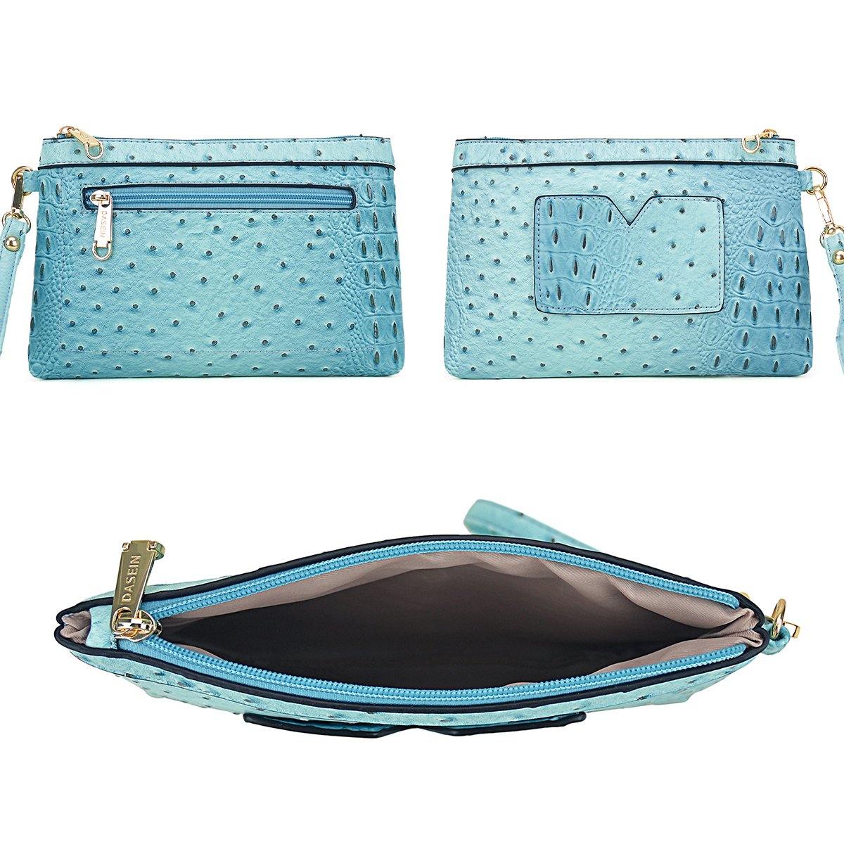 Embossed Pattern Top Handle Handbag with Matching Wallet - Dasein Bags