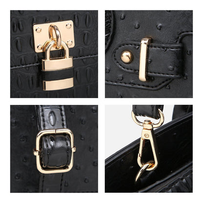 Fashion Emblem Women Handbag and Purses Top Handle Tote Work Bag with Matching Clutch - Dasein Bags