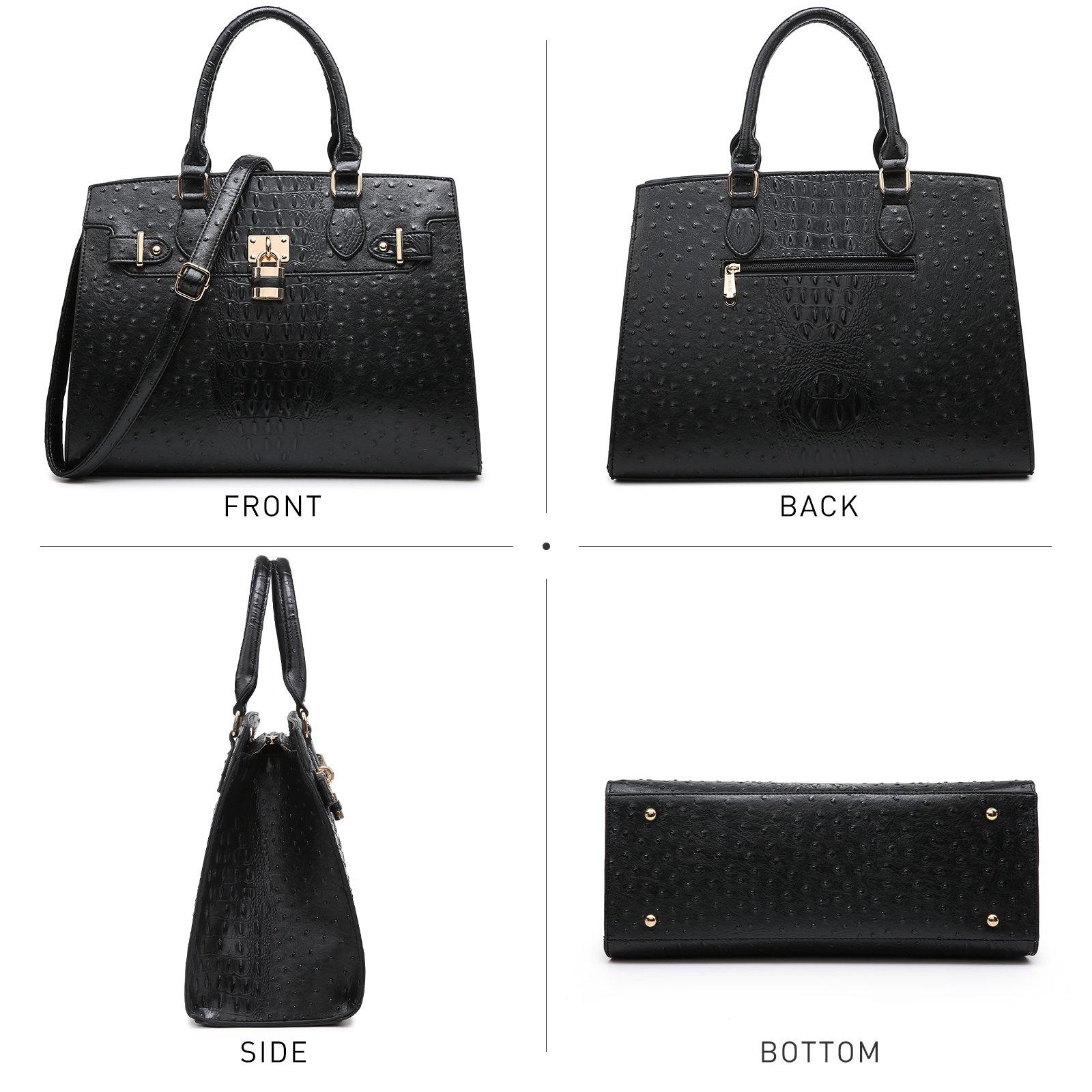 Fashion Emblem Women Handbag and Purses Top Handle Tote Work Bag with Matching Clutch - Dasein Bags