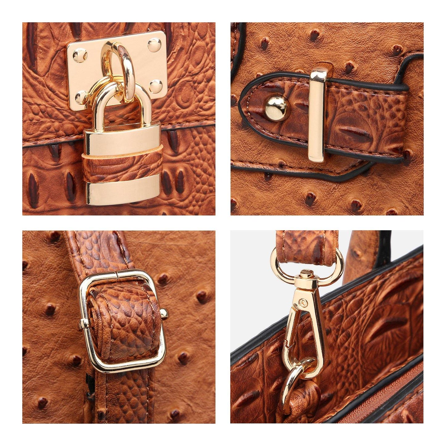 Fashion Emblem Women Handbag and Purses Top Handle Tote Work Bag with Matching Clutch - Dasein Bags