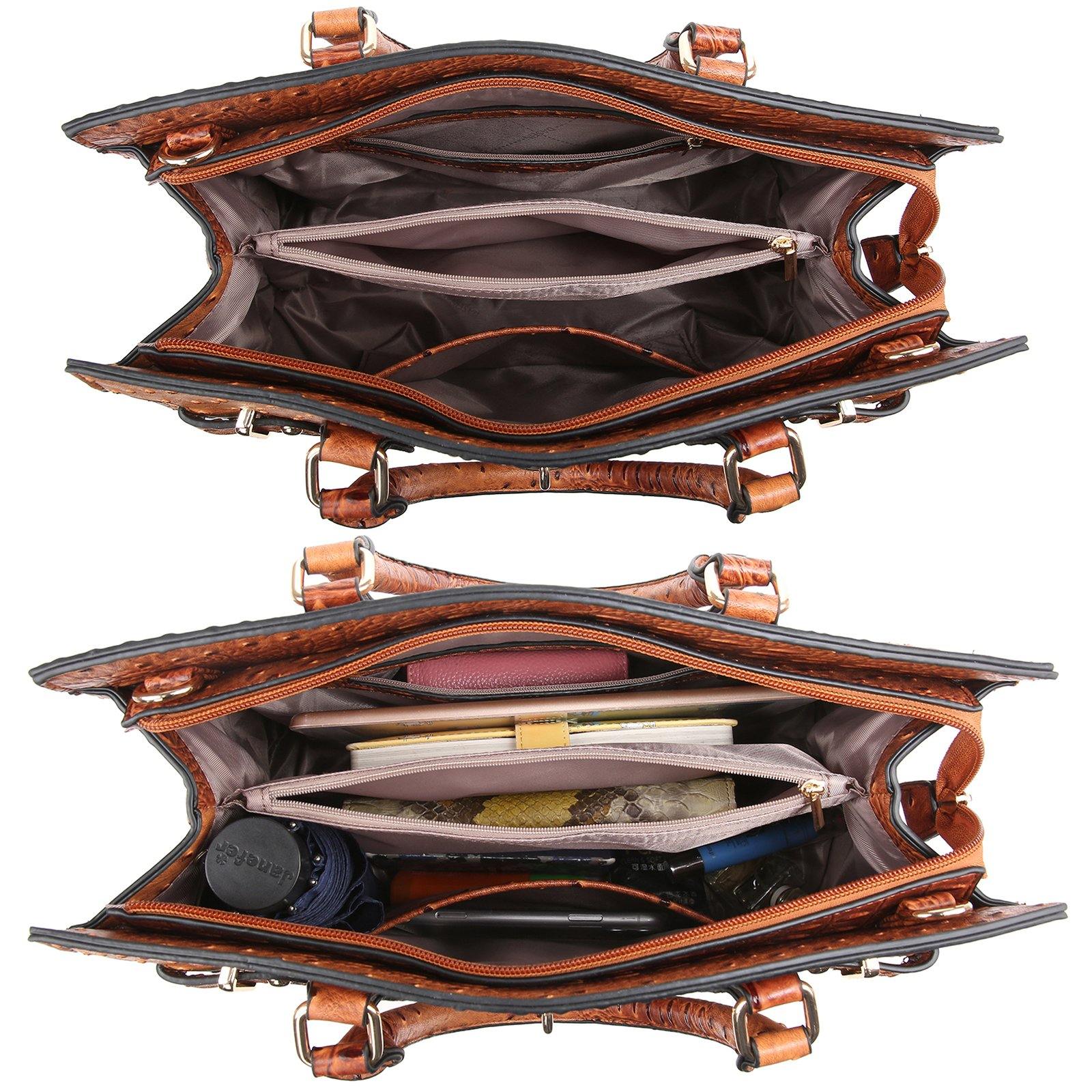 Fashion Emblem Women Handbag and Purses Top Handle Tote Work Bag with Matching Clutch - Dasein Bags