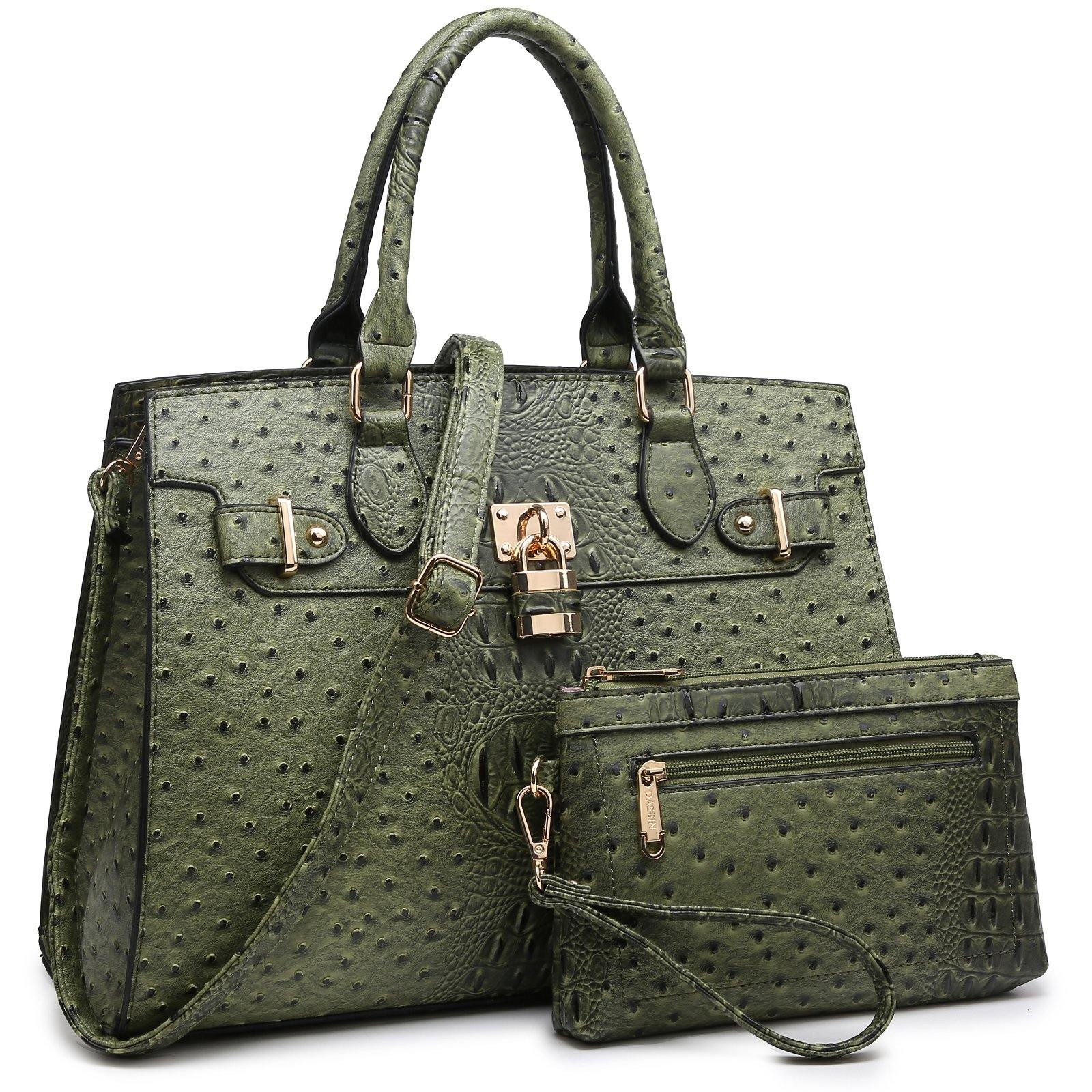 Fashion Emblem Women Handbag and Purses Top Handle Tote Work Bag with Matching Clutch - Dasein Bags
