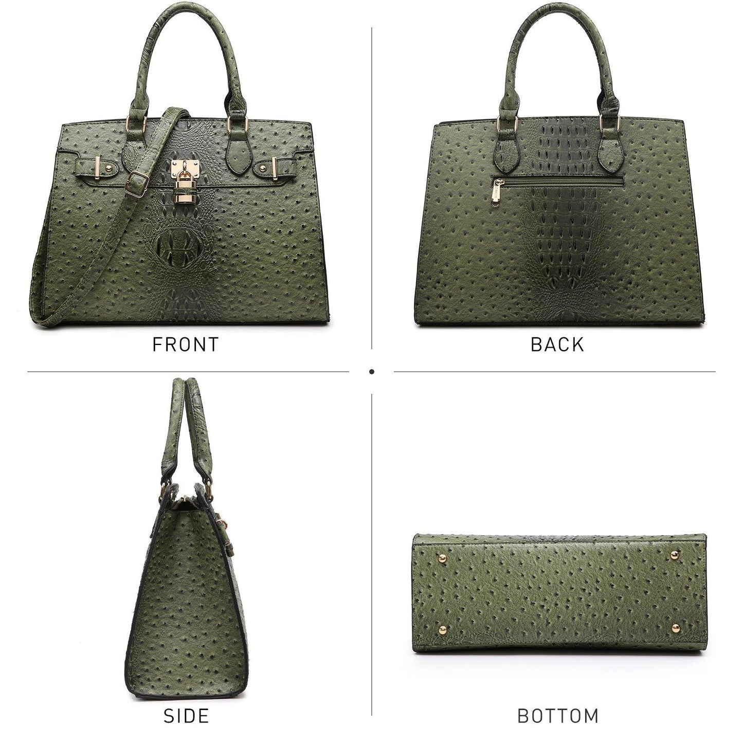 Fashion Emblem Women Handbag and Purses Top Handle Tote Work Bag with Matching Clutch - Dasein Bags