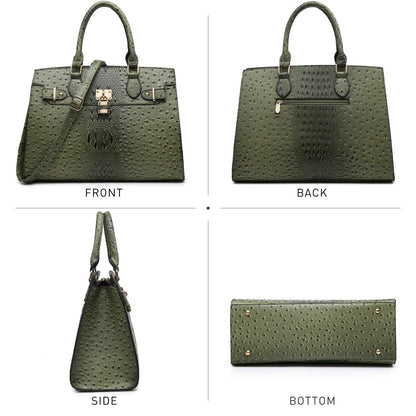 Fashion Emblem Women Handbag and Purses Top Handle Tote Work Bag with Matching Clutch - Dasein Bags