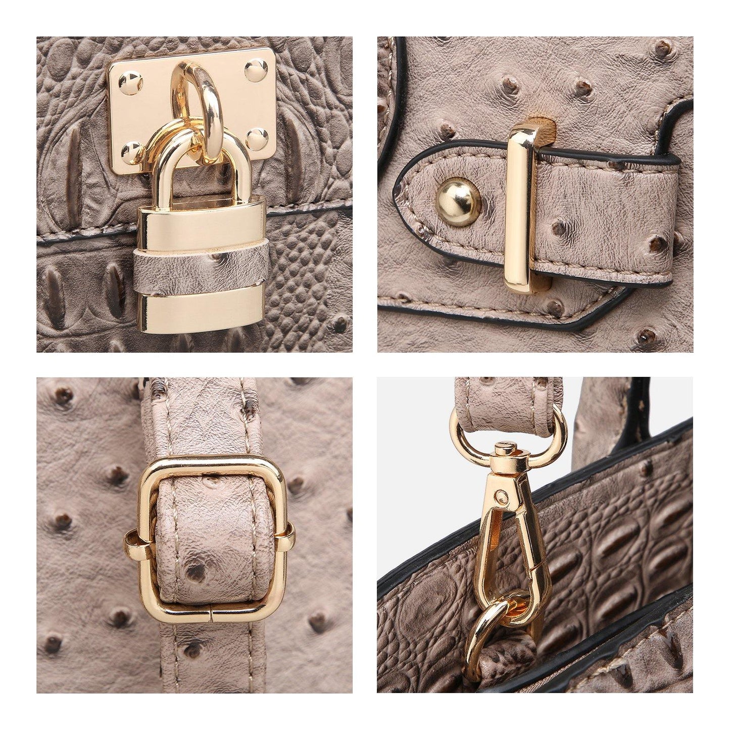 Fashion Emblem Women Handbag and Purses Top Handle Tote Work Bag with Matching Clutch - Dasein Bags