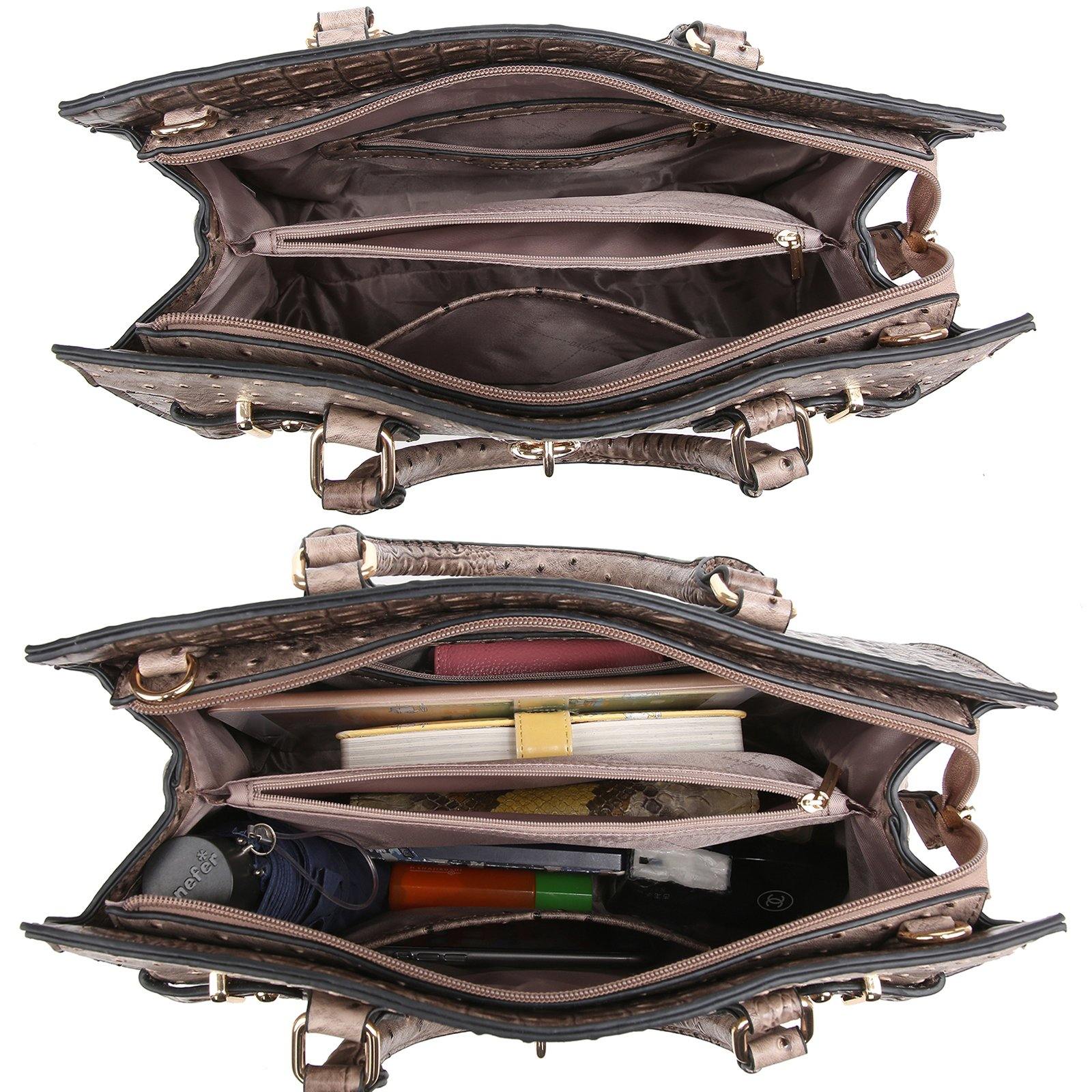 Fashion Emblem Women Handbag and Purses Top Handle Tote Work Bag with Matching Clutch - Dasein Bags