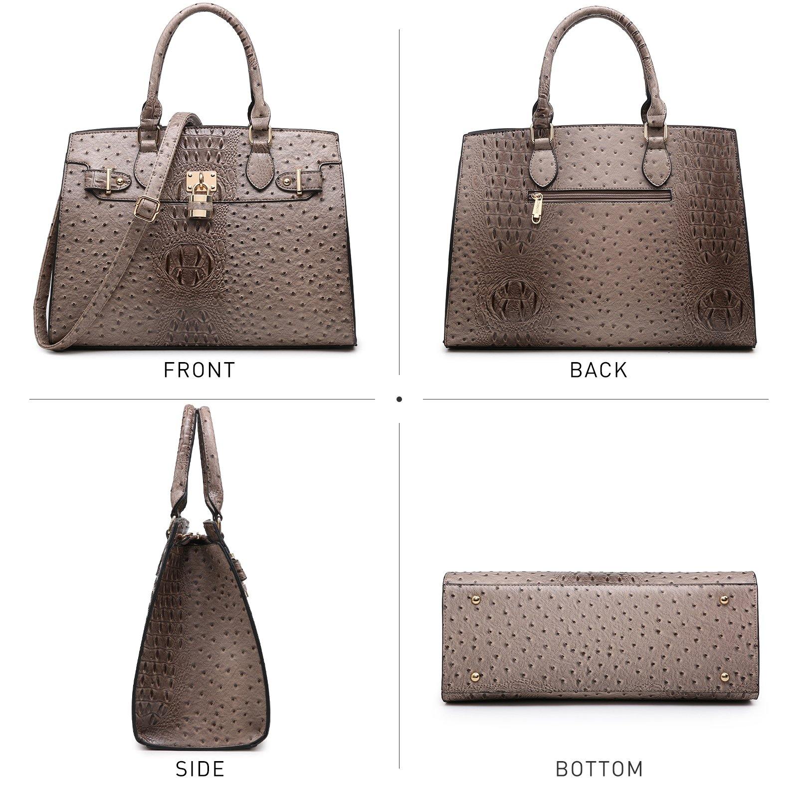 Fashion Emblem Women Handbag and Purses Top Handle Tote Work Bag with Matching Clutch - Dasein Bags