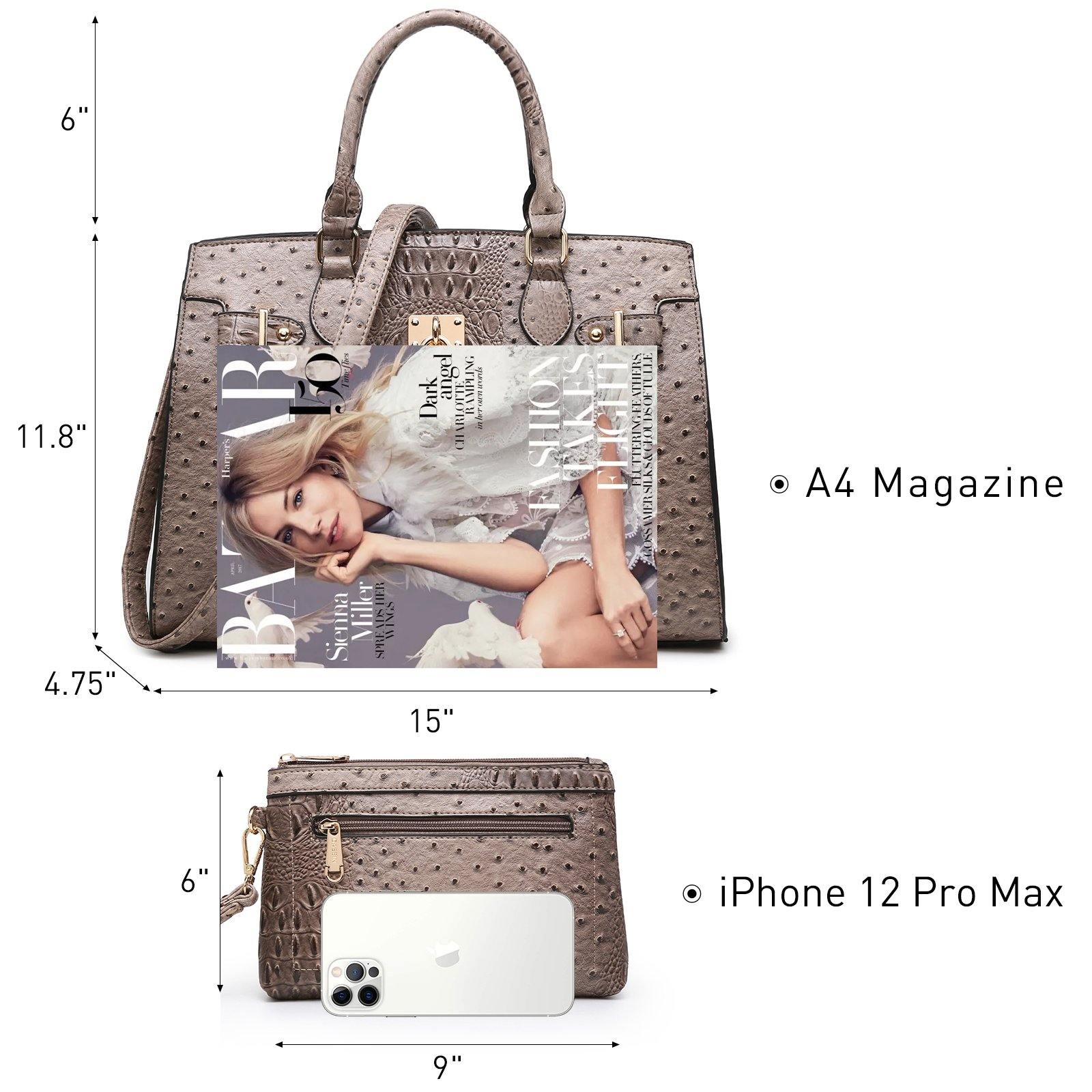 Fashion Emblem Women Handbag and Purses Top Handle Tote Work Bag with Matching Clutch - Dasein Bags