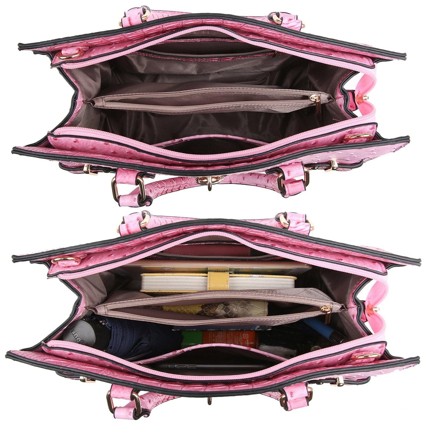 Fashion Emblem Women Handbag and Purses Top Handle Tote Work Bag with Matching Clutch - Dasein Bags