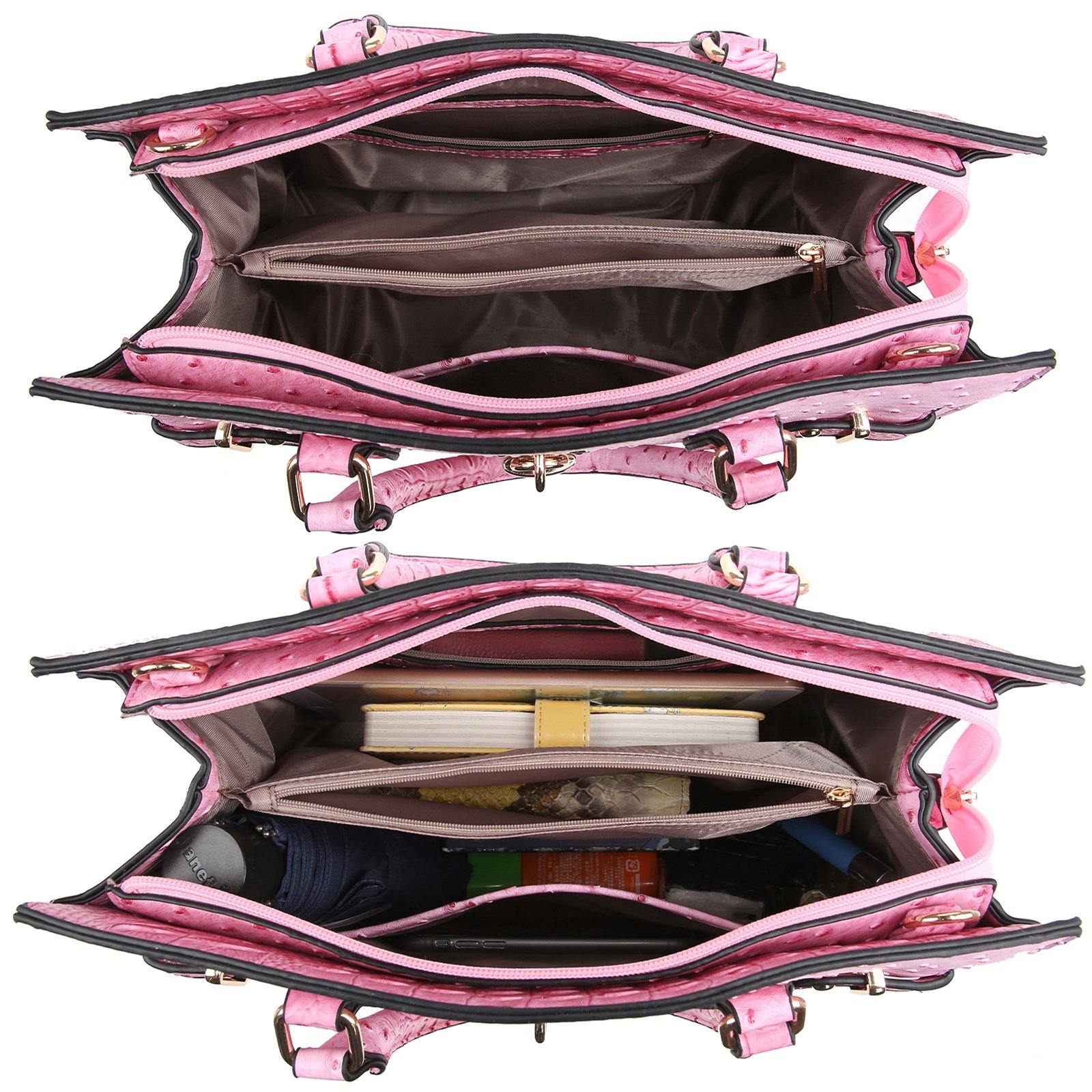 Fashion Emblem Women Handbag and Purses Top Handle Tote Work Bag with Matching Clutch - Dasein Bags