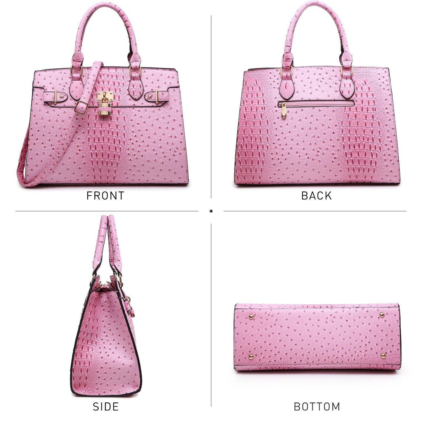 Fashion Emblem Women Handbag and Purses Top Handle Tote Work Bag with Matching Clutch - Dasein Bags