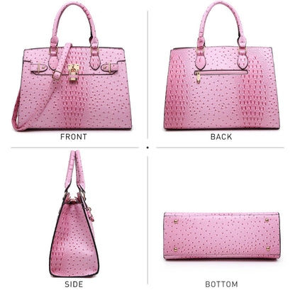 Fashion Emblem Women Handbag and Purses Top Handle Tote Work Bag with Matching Clutch - Dasein Bags