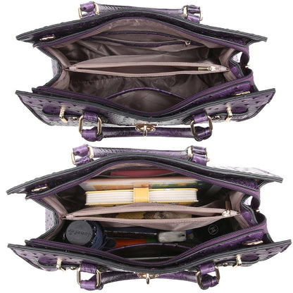 Fashion Emblem Women Handbag and Purses Top Handle Tote Work Bag with Matching Clutch - Dasein Bags