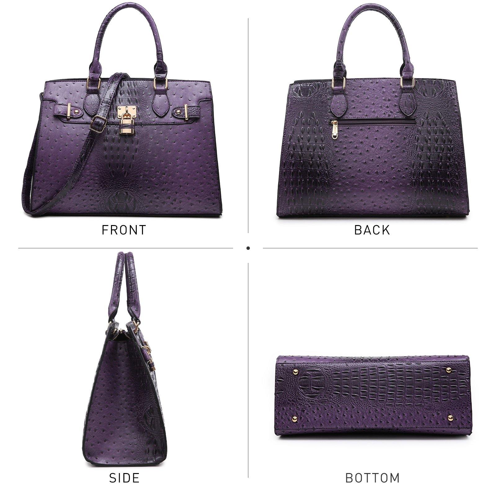 Fashion Emblem Women Handbag and Purses Top Handle Tote Work Bag with Matching Clutch - Dasein Bags