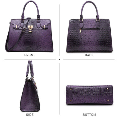 Fashion Emblem Women Handbag and Purses Top Handle Tote Work Bag with Matching Clutch - Dasein Bags