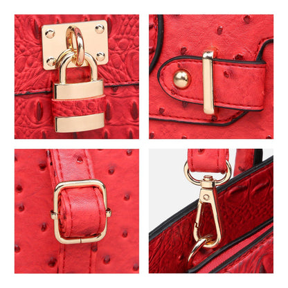 Fashion Emblem Women Handbag and Purses Top Handle Tote Work Bag with Matching Clutch - Dasein Bags