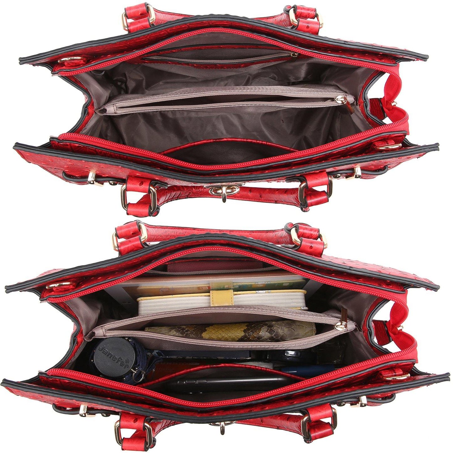 Fashion Emblem Women Handbag and Purses Top Handle Tote Work Bag with Matching Clutch - Dasein Bags