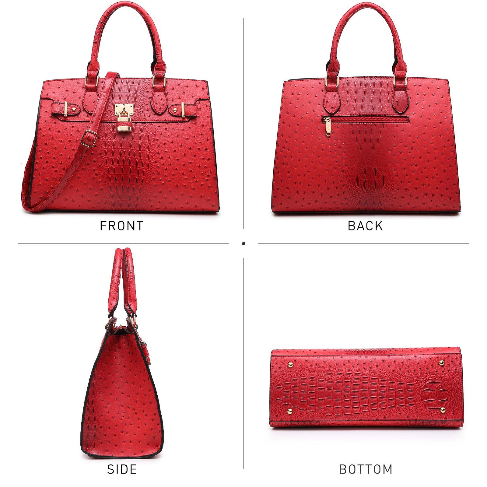 Fashion Emblem Women Handbag and Purses Top Handle Tote Work Bag with Matching Clutch - Dasein Bags