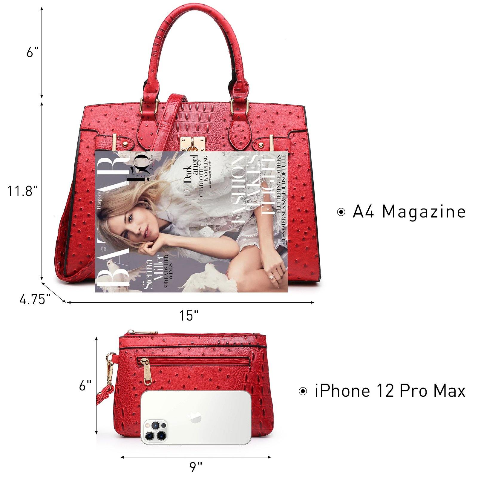 Fashion Emblem Women Handbag and Purses Top Handle Tote Work Bag with Matching Clutch - Dasein Bags