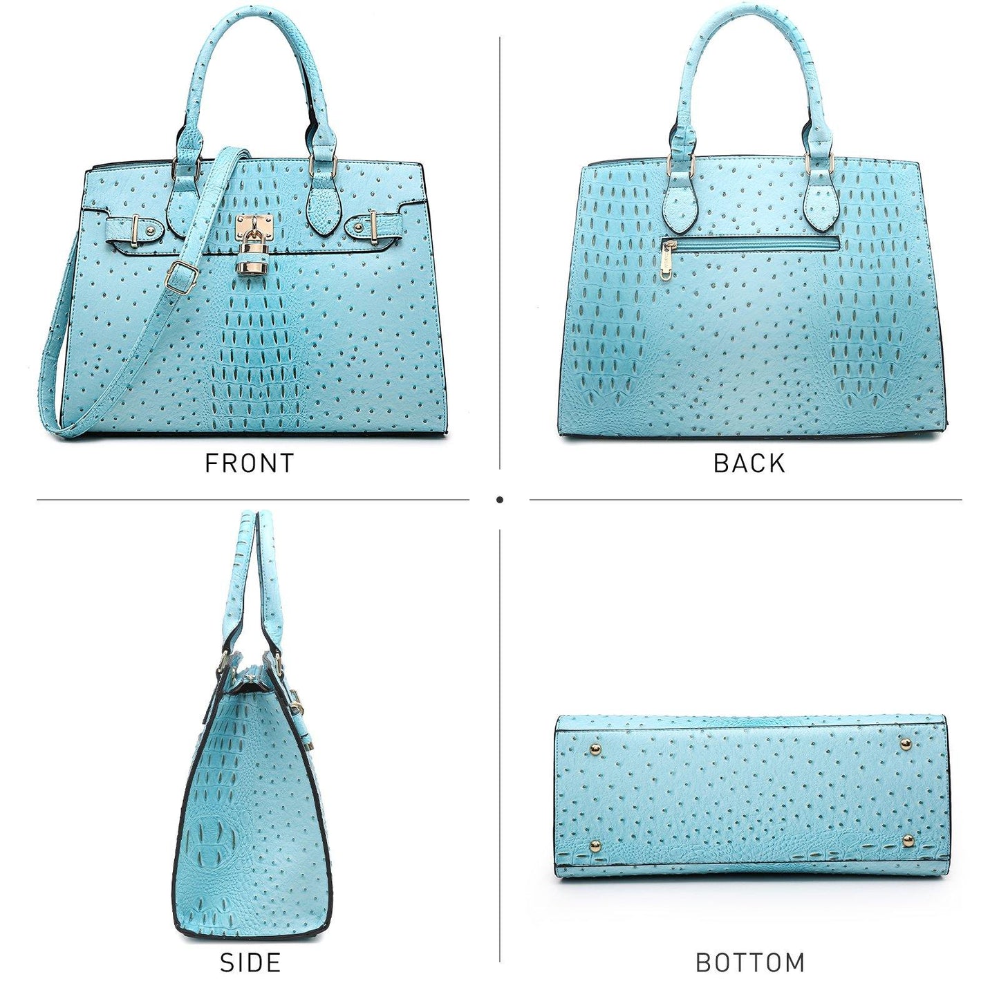 Fashion Emblem Women Handbag and Purses Top Handle Tote Work Bag with Matching Clutch - Dasein Bags