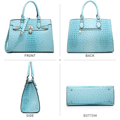 Fashion Emblem Women Handbag and Purses Top Handle Tote Work Bag with Matching Clutch - Dasein Bags