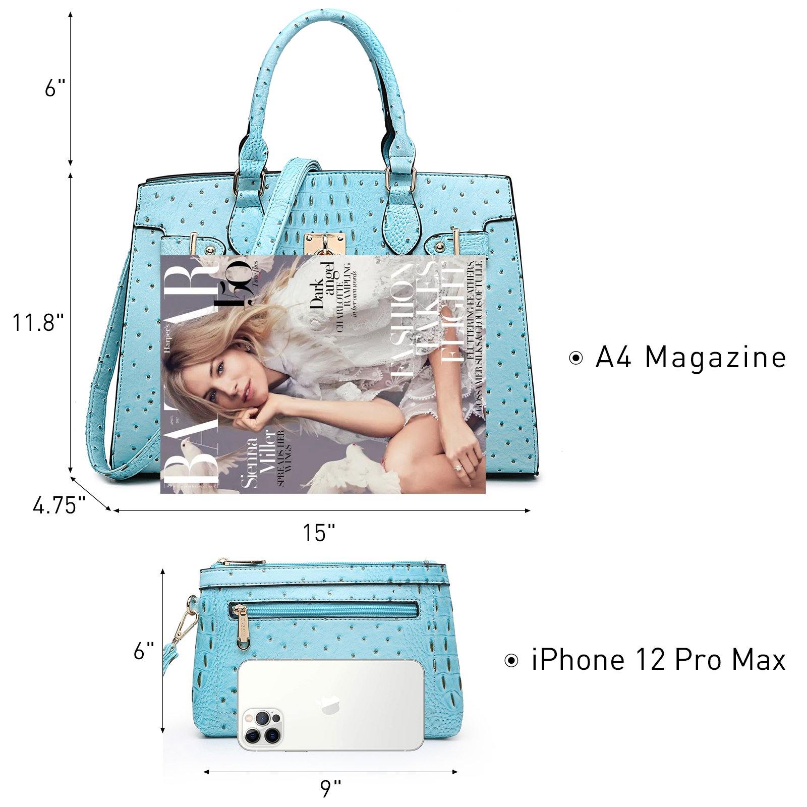 Fashion Emblem Women Handbag and Purses Top Handle Tote Work Bag with Matching Clutch - Dasein Bags