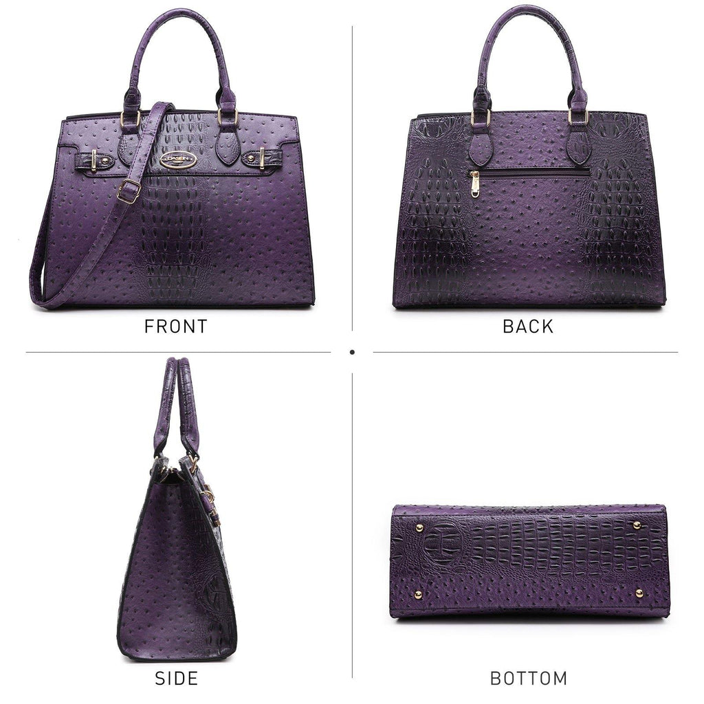 Vegan Leather Women Handbags and Purses Top Handle Tote with Matching Clutch - Dasein Bags