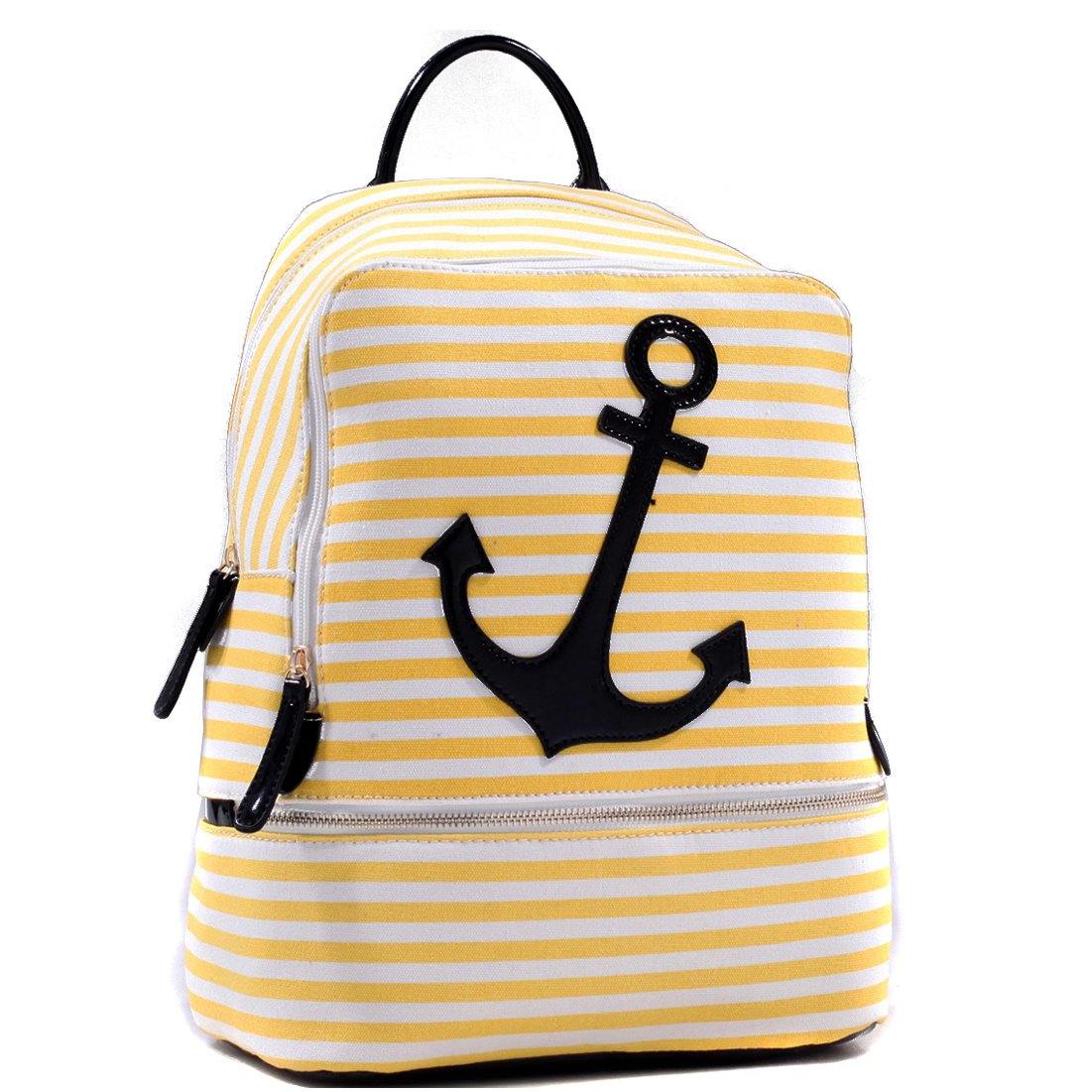 Anchor Canvas Striped Backpack with Adjustable Shoulder Straps - Dasein Bags