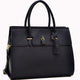 Dasein Faux Leather Padlock Satchel with Shoulder Strap