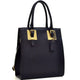 Structured Faux Leather Tote Bag with Gold-Tone Accent