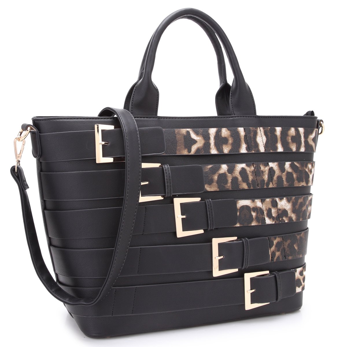 Buckles Two-Tone Tote Handbag-Handbags & Purses-Dasein Bags