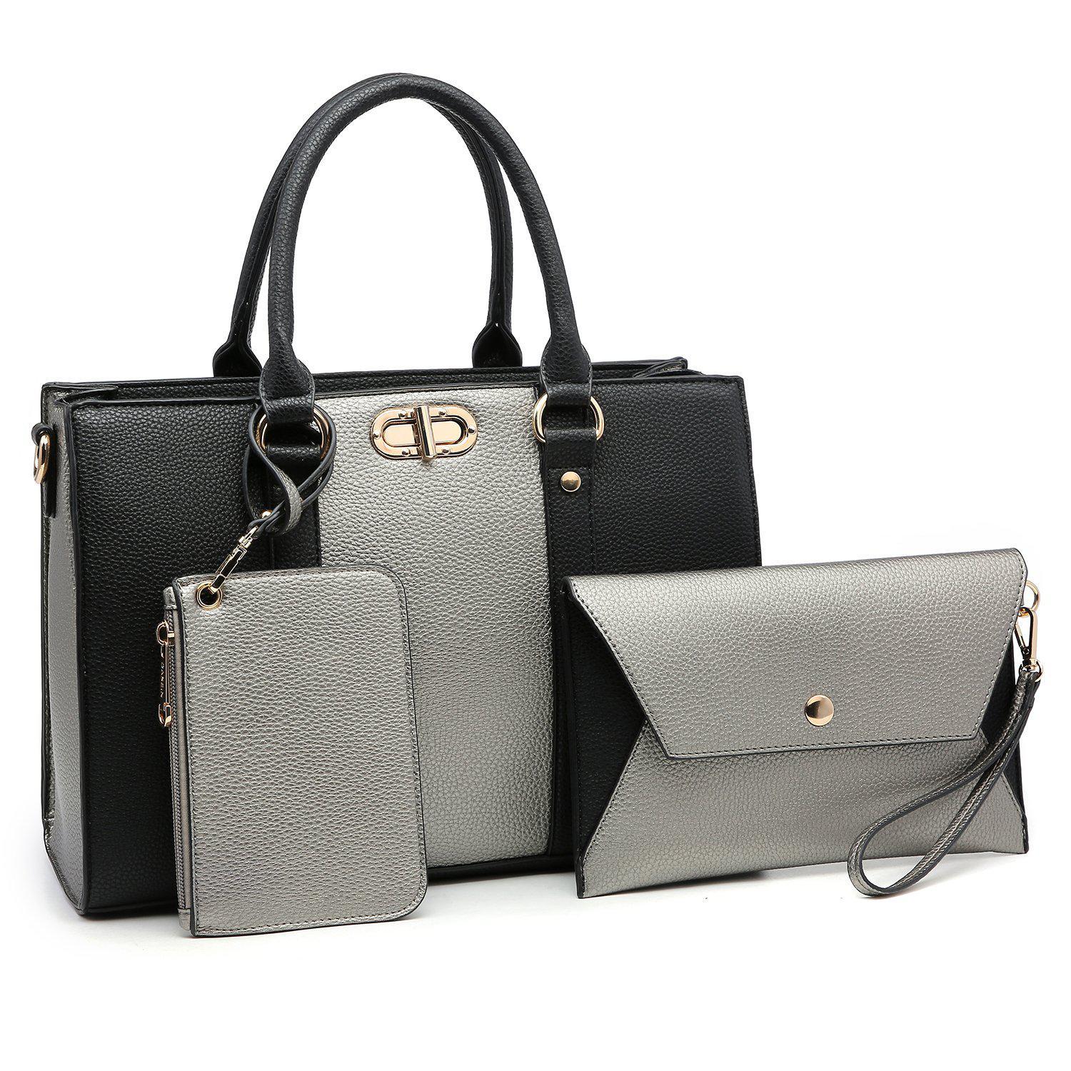 Two-tone 3-in-1 Handbag-Handbags & Purses-Dasein Bags