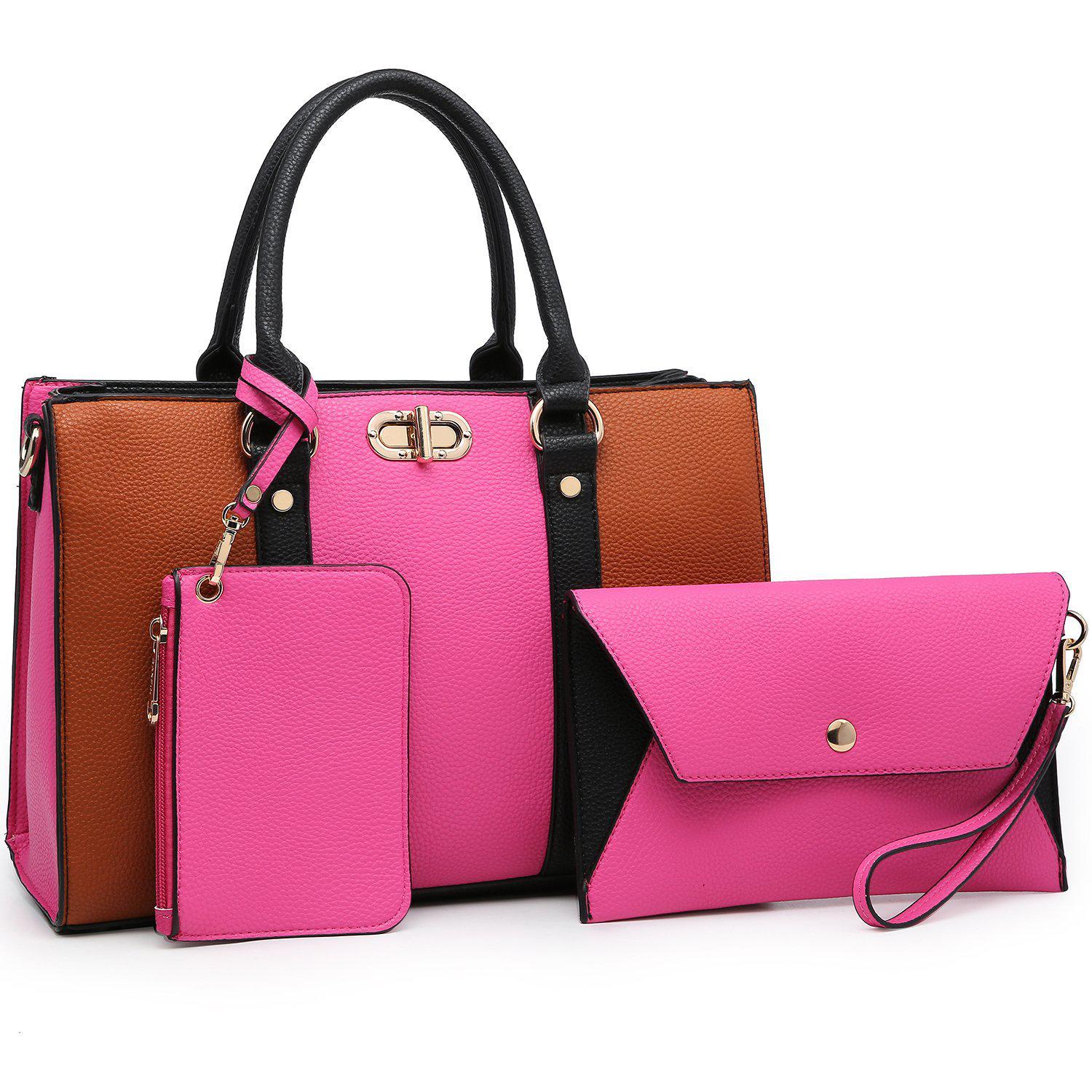 Two-tone 3-in-1 Handbag-Handbags & Purses-Dasein Bags